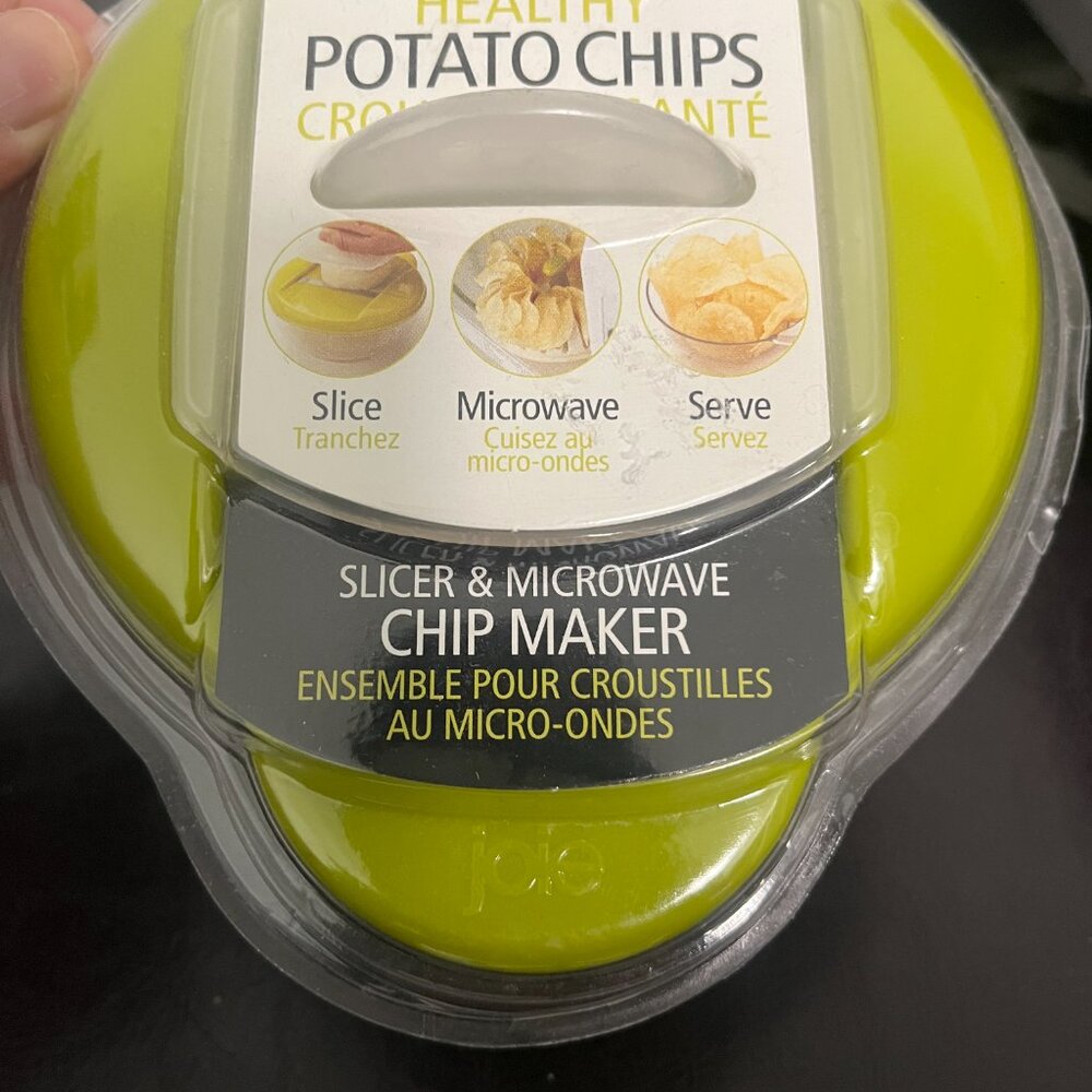 3/$15 Joie Healthy Microwave Potato Chip Maker Slicer Cooker Green Lid New